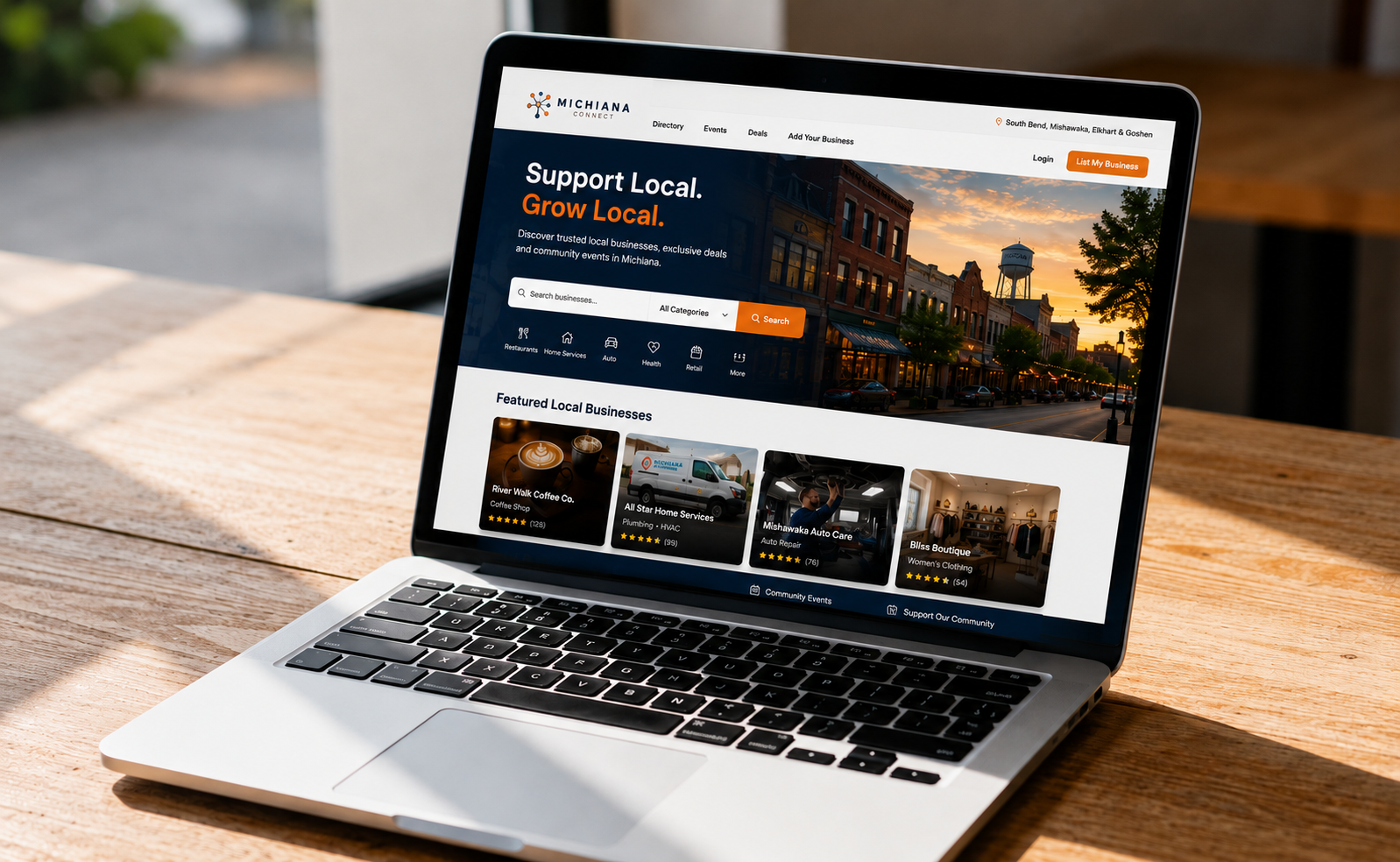 Custom website on laptop